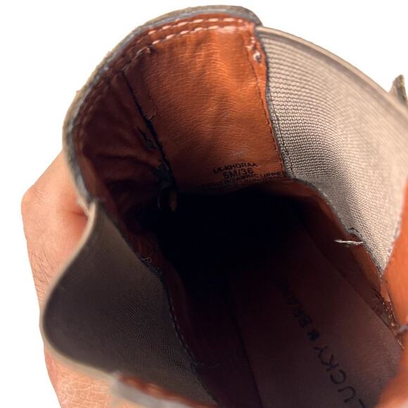 Lucky Brand Bootie Womens 6M Brown Khoraa Ankle Almond Closed-Toe Buckle Western - Picture 16 of 16
